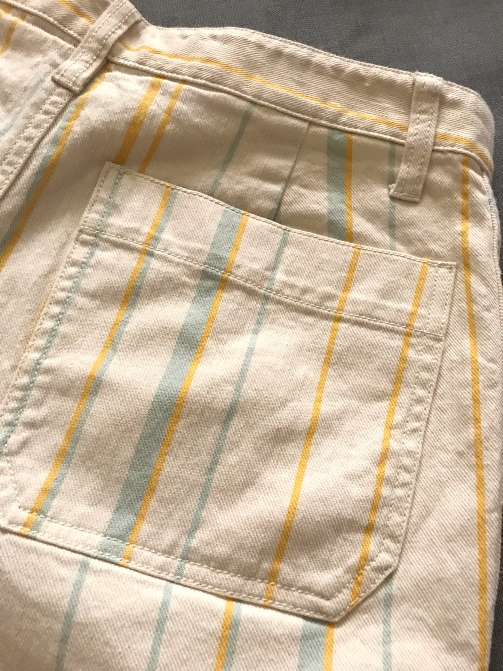 Madewell Cream Pants with Yellow and Light Blue Stripes - Picture 6 of 9